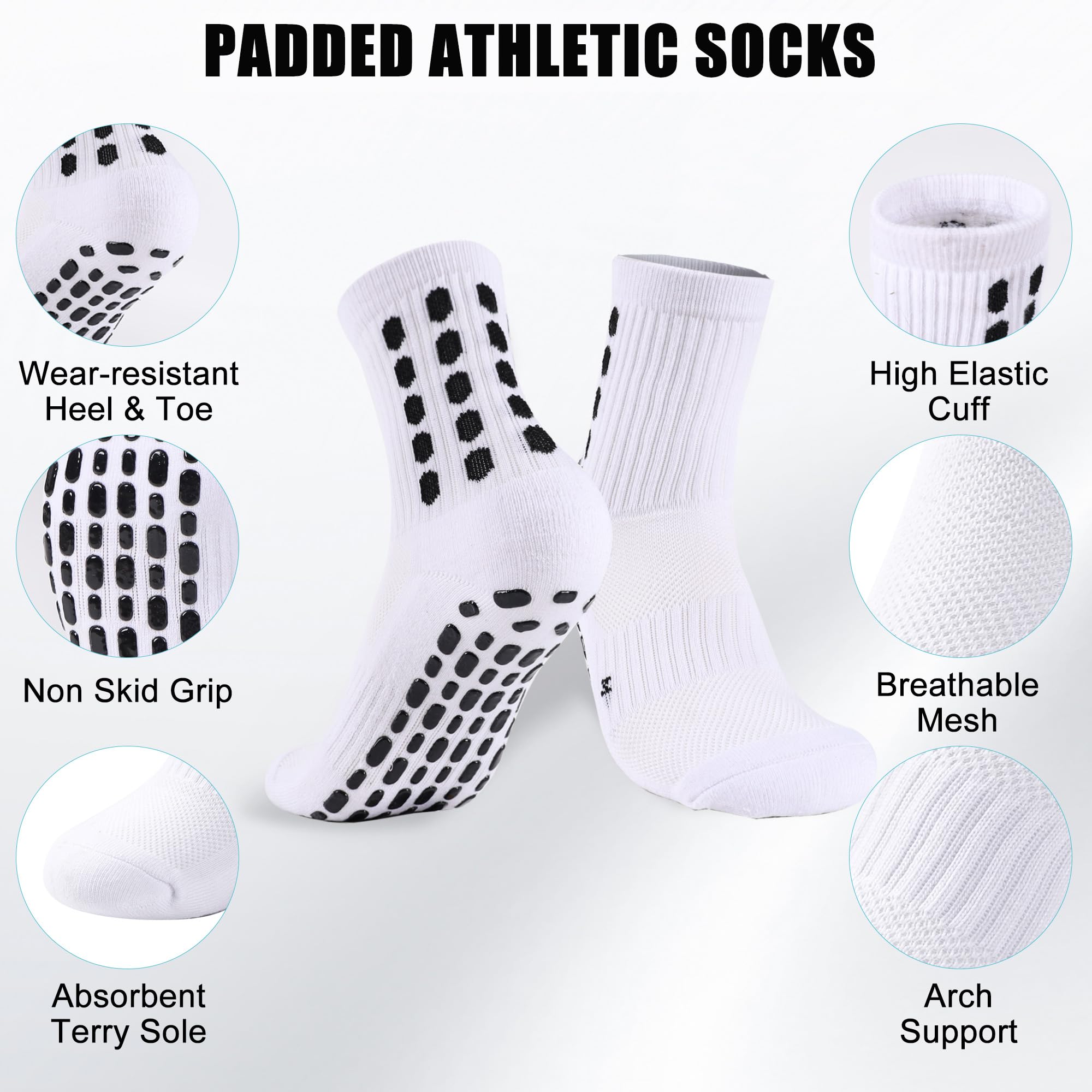 4/8Pairs Kids Grip Soccer Sock - đánh giá và giá Athletic Sock Cushion